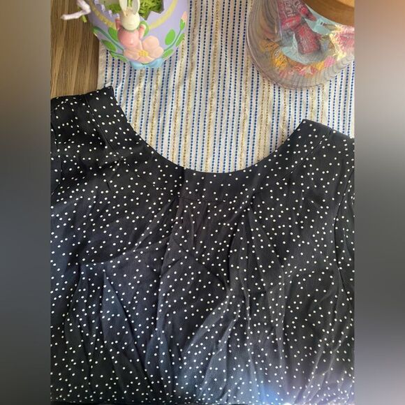 Madewell Zip Back Polka Dot Shift Mini Dress Black White Size 6 Zipper Back - Picture 15 of 15